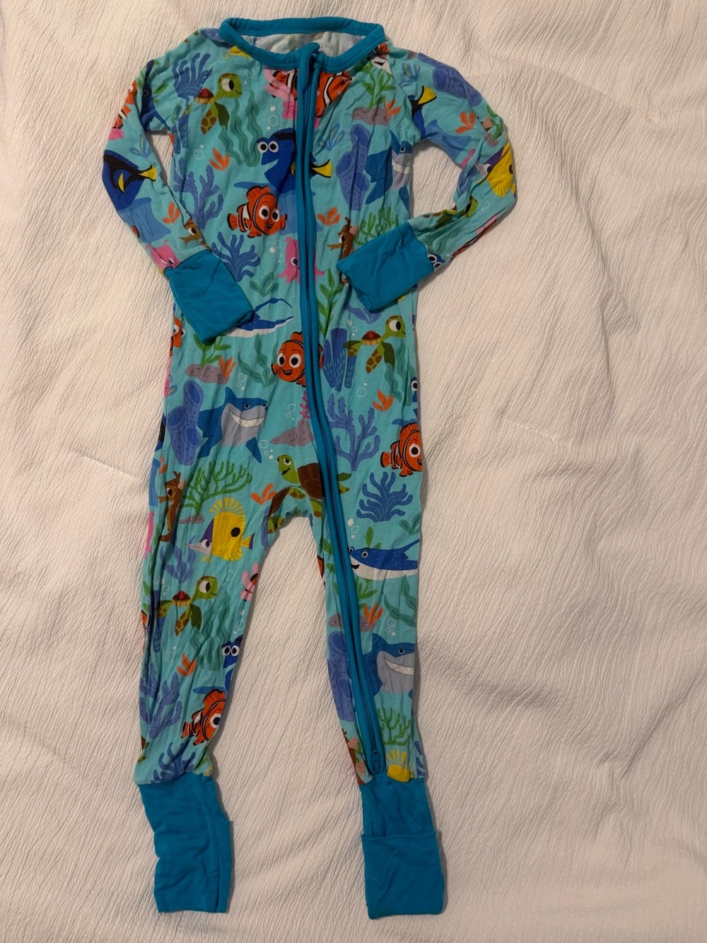 Disney Light Blue Ocean Character Footed One-Piece